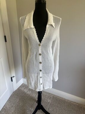 show me your mumu White Knit Button-Front Women’s Sweater Cardigan